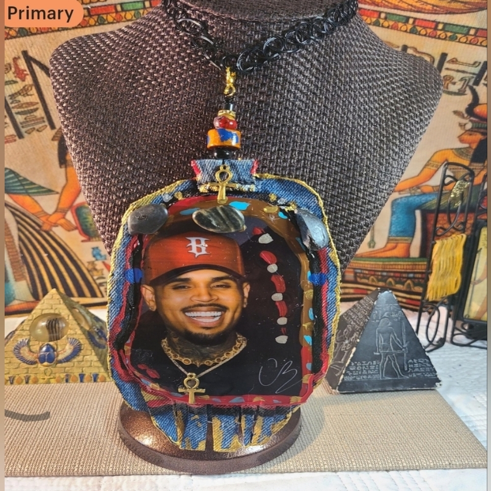 Chris Brown Colorful Tattoo Choker Pendant